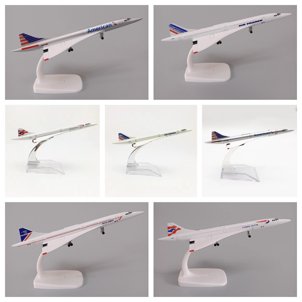 Model Kit Singapore - 16/20cm Flugzeugmodell Concorde Air France/British/Singapore/American Druckguss-Legierung