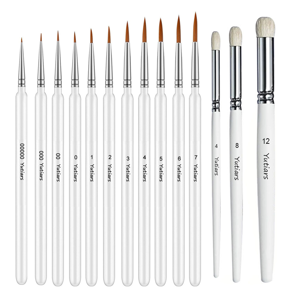 Model Kit Paint Set - 14-teiliges Trockenpinsel-Set mit Holzgriff, Mikro-Pinsel für