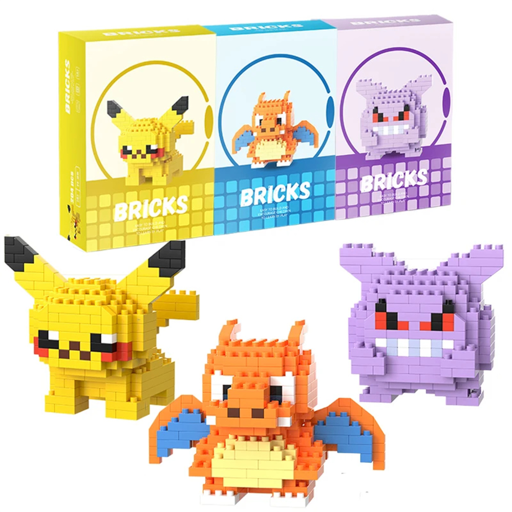 Model Kit Figure - Pokemon Mikro-Bausteine Pikachu Dragonite Gengar Mini-Bricks