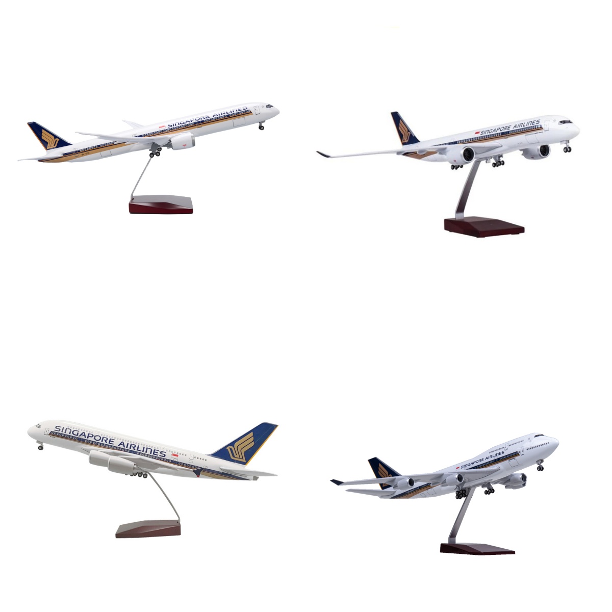 Model Kit Singapore - 47cm Flugzeugmodell Singapore Airways B737/787/380/350 Maßstabsgetreues