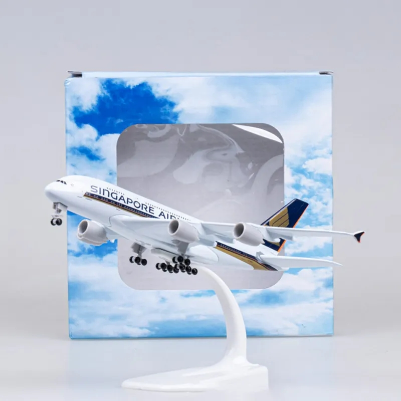 Model Kit Singapore - 20 cm Metallflugzeug-Spielzeug, A380, Singapur Airlines,